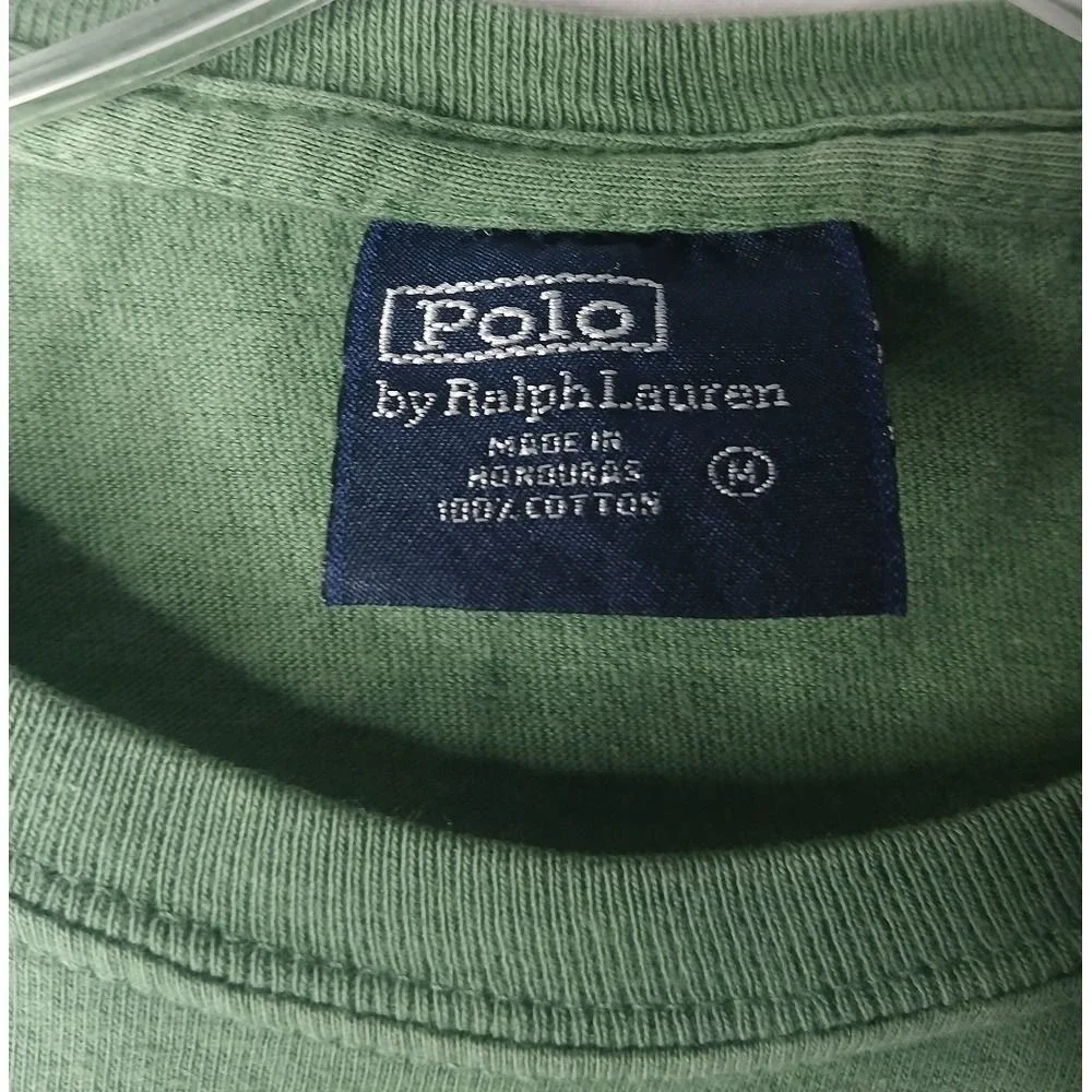 Polo Ralph Lauren T-Shirt‎ Men Medium Green Long Sleeve Cotton Pony Logo